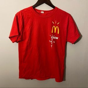 Travis Scott￼ Cactus Jack Crew Mcdonald’s Employee Red T-Shirt Size M